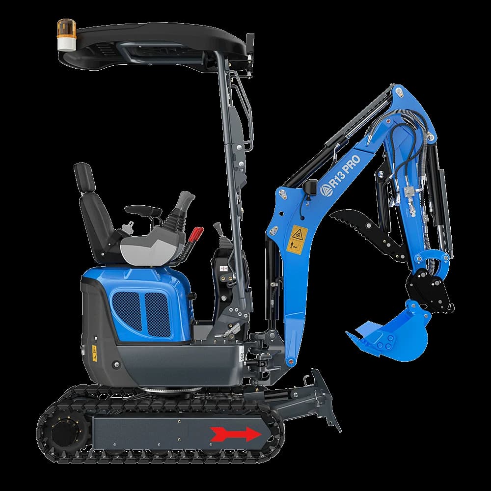 Rippa R13 Pro mini excavator rental Eugene - side profile